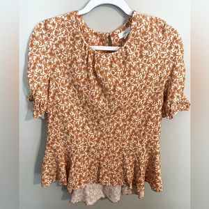 A Loves A Floral Women's Short Sleeve Peplum Blouse